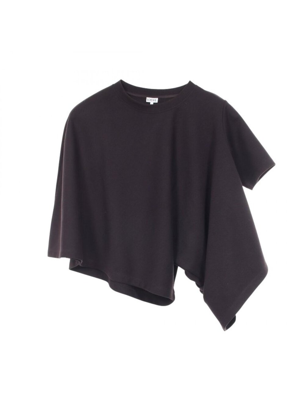 Loewe Top Cropped Draped T-Shirt Anagram Logo Asymmetric Cotton Top